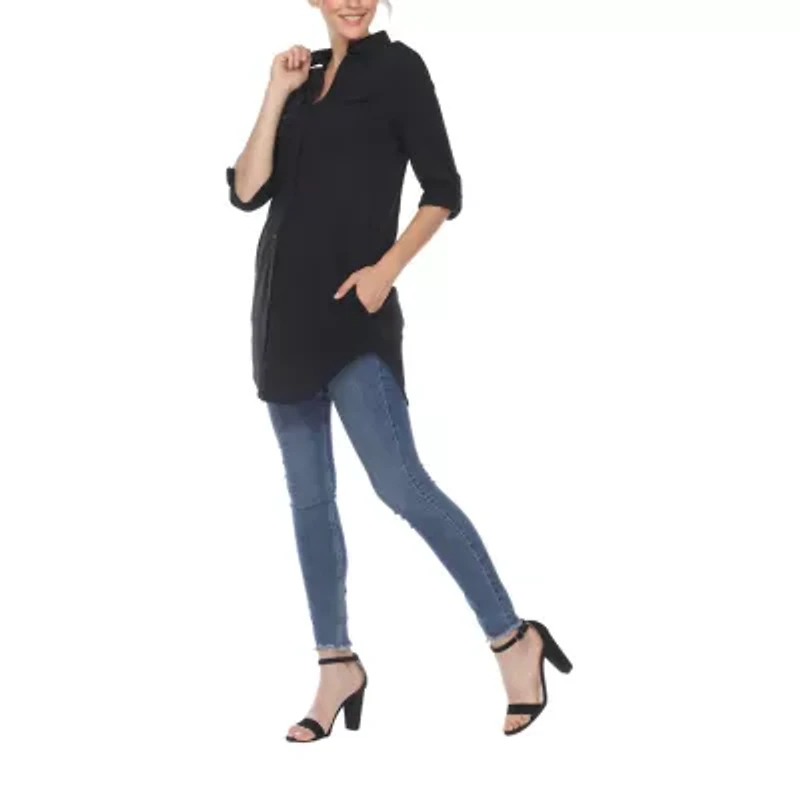 White Mark Womens Long Sleeve Tunic Top