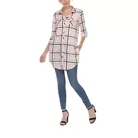 White Mark Womens Roll Tab Long Sleeve Regular Fit Button-Down Shirt