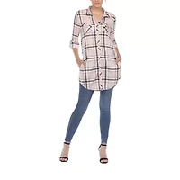 White Mark Womens Roll Tab Long Sleeve Regular Fit Button-Down Shirt