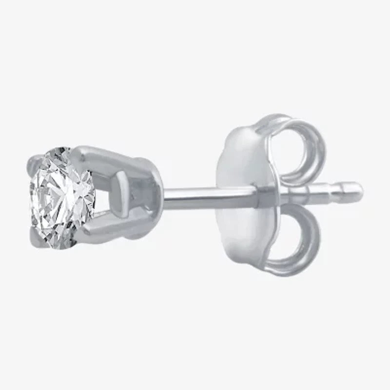 Womens 1/8 CT. Natural White Diamond 10K Gold 3.2mm Round Single Earring
