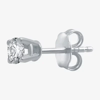 Womens 1/8 CT. Natural White Diamond 10K Gold 3.2mm Round Single Earring