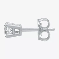 Womens 1/8 CT. Natural White Diamond 10K Gold 3.2mm Round Single Earring