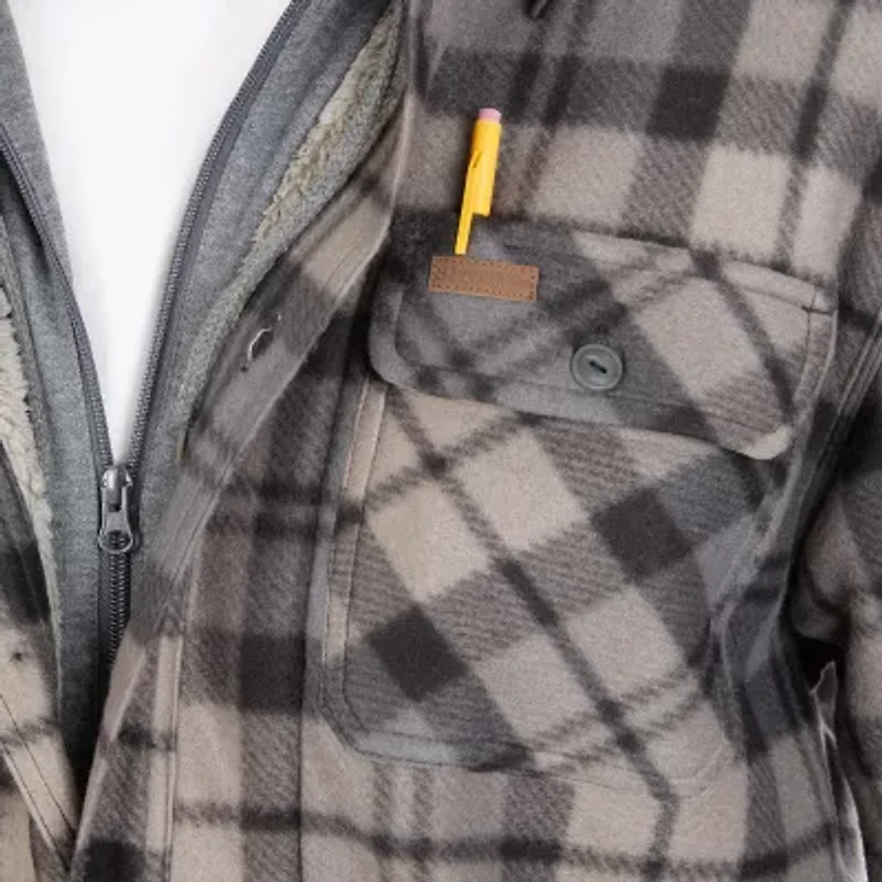 Smiths Workwear Sherpa Microfleece Mens Hooded Shirt Jacket