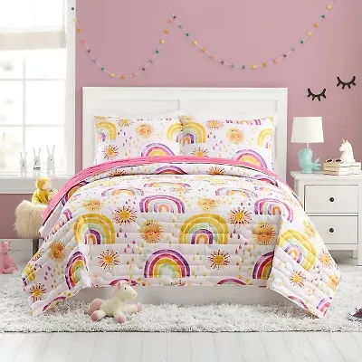 Urban Playground Rainbows Suns Reversible Quilt Set