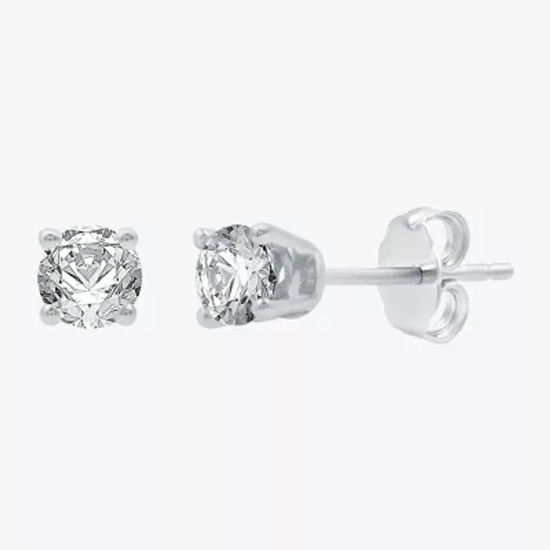 1/3 CT. T.W. Natural White Diamond 14K White Gold 3.4mm Round Stud Earrings