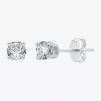 1/3 CT. T.W. Natural White Diamond 14K White Gold 3.4mm Round Stud Earrings