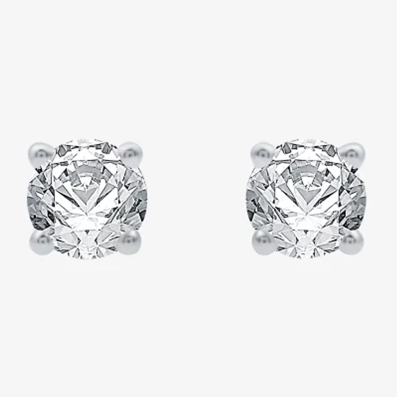 1/3 CT. T.W. Natural White Diamond 14K White Gold 3.4mm Round Stud Earrings