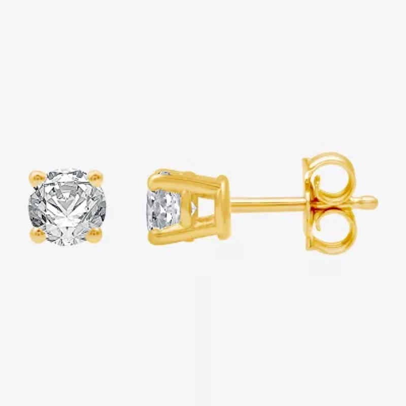1/3 CT. Natural White Diamond 14K Gold 3.4mm Round Stud Earrings