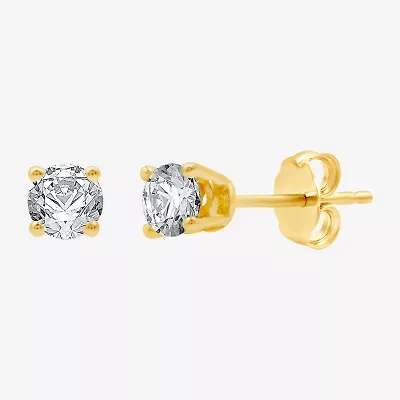 1/3 CT. Natural White Diamond 14K Gold 3.4mm Round Stud Earrings