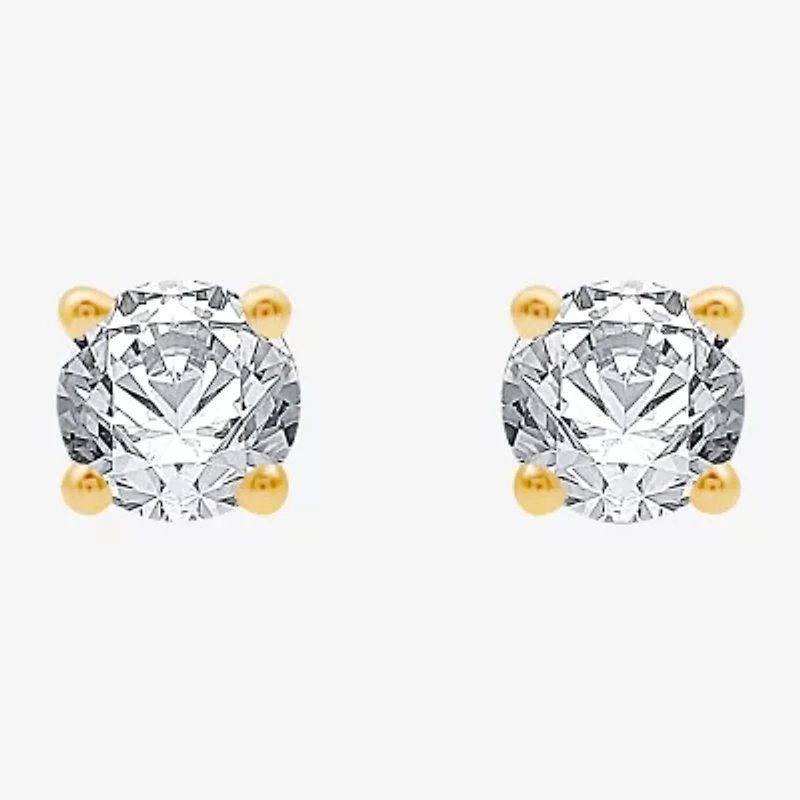 1/3 CT. Natural White Diamond 14K Gold 3.4mm Round Stud Earrings