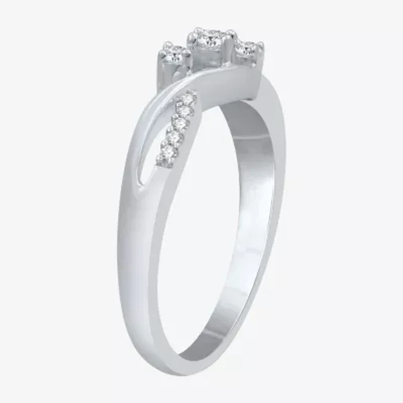 Love Lives Forever 1/5 CT.T.W. Natural Diamond Three-Stone Promise Ring