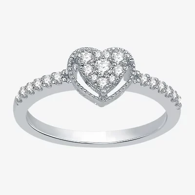 1/4 CT.T.W. Natural Diamond Heart-Shaped Promise Ring