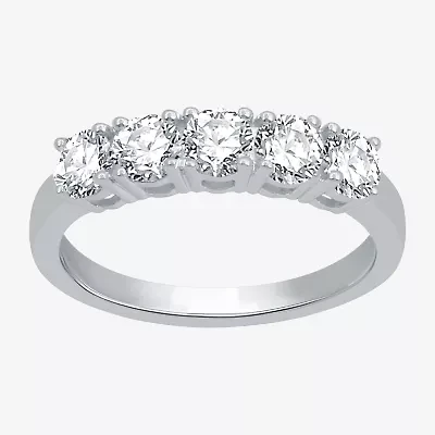 1 CT.T.W. Natural Diamond 10K White Gold 5-Stone Wedding Band
