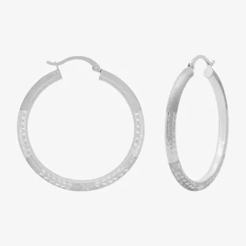 Womens 10K Gold 35mm Round Hoop Earrings