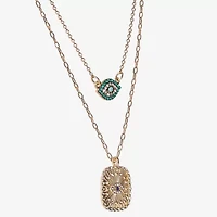 JS Jessica Simpson Gold Tone Womens Multi Color Glass 16 Inch Strand Necklace
