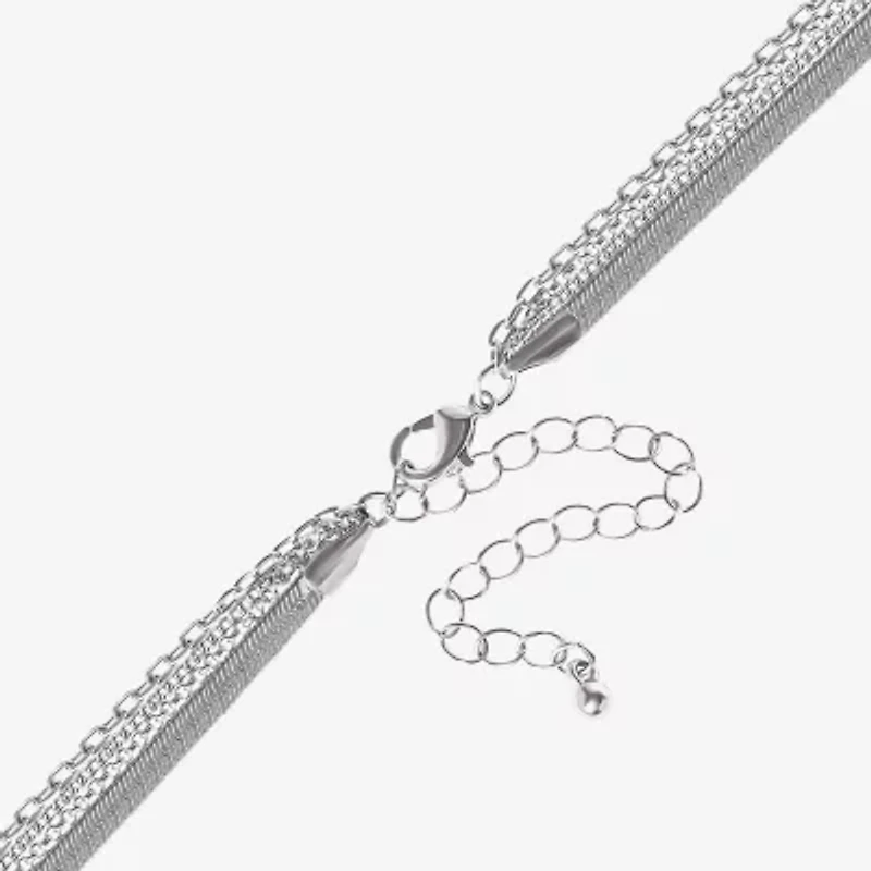 JS Jessica Simpson Silver Tone Womens Multi Color Glass 20 Inch Strand Necklace