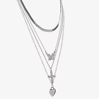 JS Jessica Simpson Silver Tone Womens Multi Color Glass 20 Inch Strand Necklace