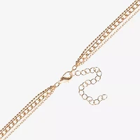 JS Jessica Simpson Gold Tone Womens Crystal 19 Inch Strand Necklace