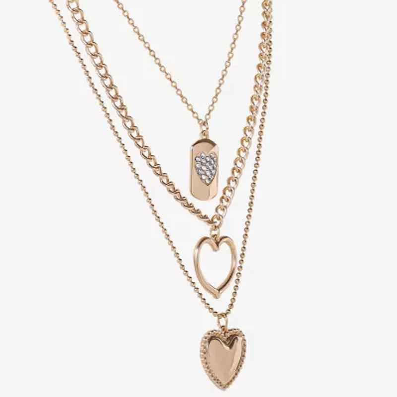 JS Jessica Simpson Gold Tone Womens Crystal 19 Inch Strand Necklace