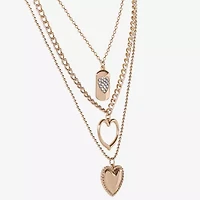 JS Jessica Simpson Gold Tone Womens Crystal 19 Inch Strand Necklace