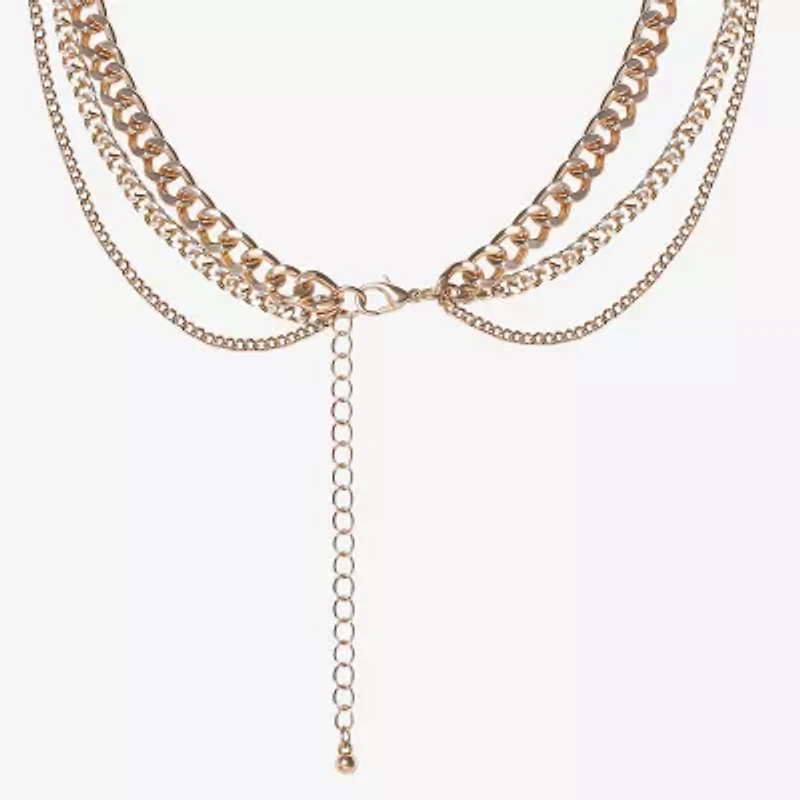 JS Jessica Simpson Gold Tone Womens Multi Color Glass 19 1/2 Inch Strand Necklace