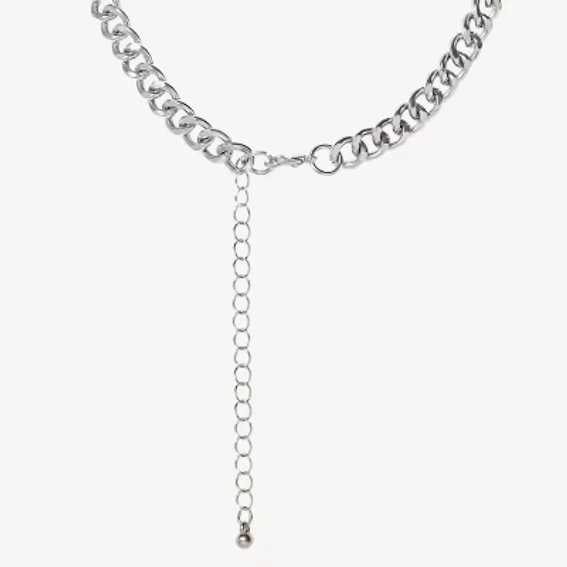 JS Jessica Simpson Silver Tone Womens Alloy Heart 16 Inch Pendant Necklace