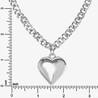 JS Jessica Simpson Silver Tone Womens Alloy Heart 16 Inch Pendant Necklace