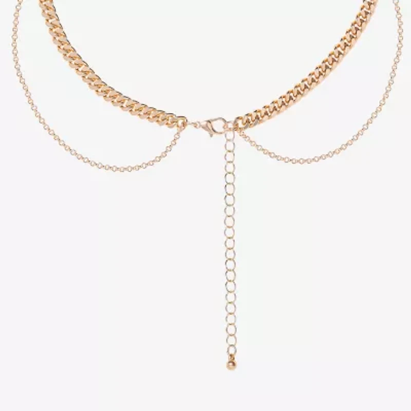 JS Jessica Simpson Gold Tone Womens Glass 16 Inch Strand Necklace