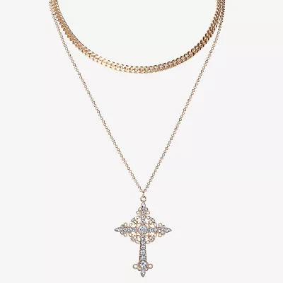 JS Jessica Simpson Gold Tone Womens Glass Inch Strand Necklace