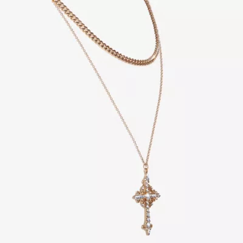 JS Jessica Simpson Gold Tone Womens Glass Inch Strand Necklace