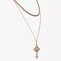 JS Jessica Simpson Gold Tone Womens Glass Inch Strand Necklace