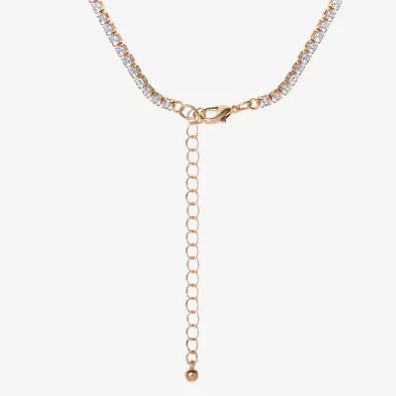 JS Jessica Simpson Gold Tone Womens Glass Alloy Heart 15 Inch Pendant Necklace