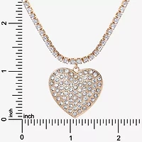 JS Jessica Simpson Gold Tone Womens Glass Alloy Heart 15 Inch Pendant Necklace