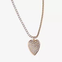 JS Jessica Simpson Gold Tone Womens Glass Alloy Heart 15 Inch Pendant Necklace