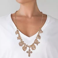 JS Jessica Simpson Gold Tone Womens 18 1/2 Inch Statement Necklace