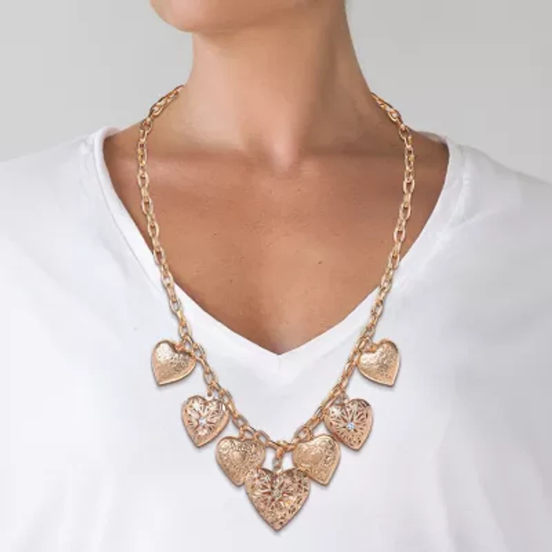 JS Jessica Simpson Gold Tone Womens 18 Inch Statement Necklace