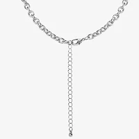 JS Jessica Simpson Silver Tone Womens Glass Alloy Heart 17 Inch Pendant Necklace