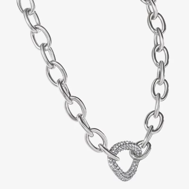 JS Jessica Simpson Silver Tone Womens Glass Alloy Butterfly 18 Inch Pendant Necklace
