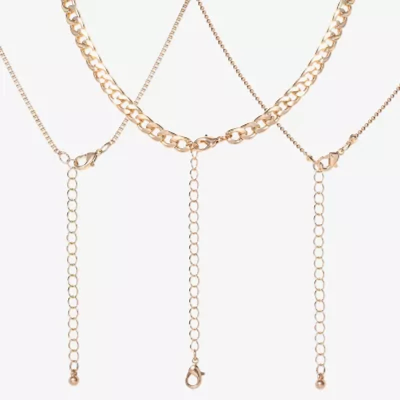 JS Jessica Simpson Gold Tone Womens Glass 18 Inch Strand Necklace