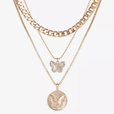 JS Jessica Simpson Gold Tone Womens Glass 18 Inch Strand Necklace