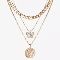 JS Jessica Simpson Gold Tone Womens Glass 18 Inch Strand Necklace