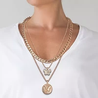 JS Jessica Simpson Gold Tone Womens Glass 18 Inch Strand Necklace