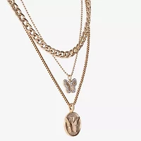 JS Jessica Simpson Gold Tone Womens Glass 18 Inch Strand Necklace