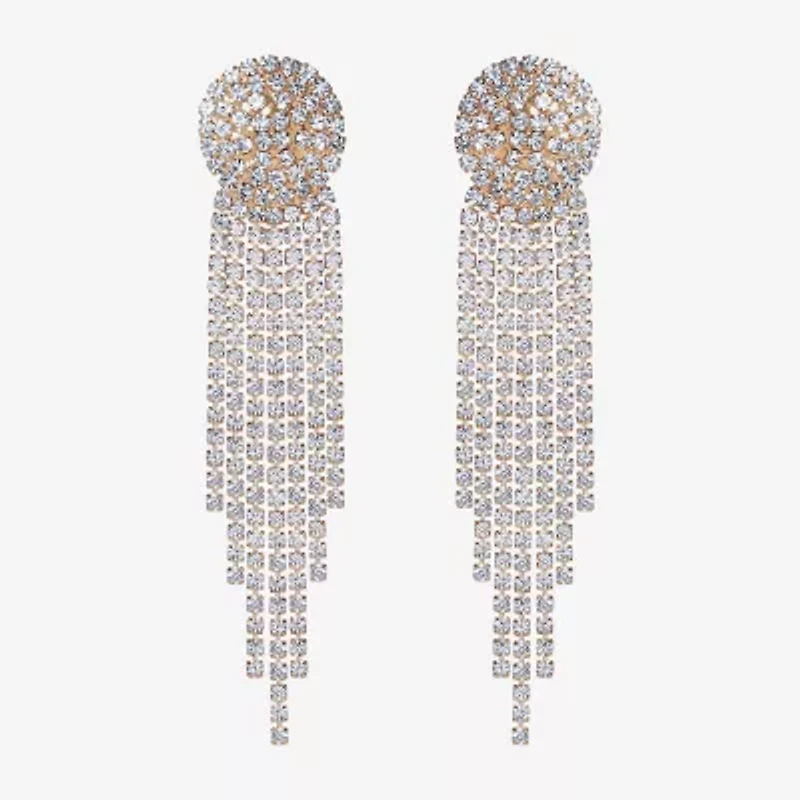 JS Jessica Simpson Gold Tone Womens Crystal Drop Earrings