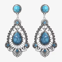 JS Jessica Simpson Silver Tone Womens Blue Drop Earrings