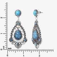 JS Jessica Simpson Silver Tone Womens Blue Drop Earrings