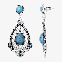 JS Jessica Simpson Silver Tone Womens Blue Drop Earrings