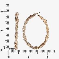 JS Jessica Simpson Gold Tone Womens Crystal 50.4mm Hoop Earrings