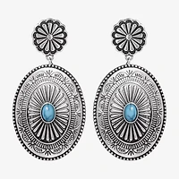 JS Jessica Simpson Silver Tone Womens Blue Oval Drop Earrings