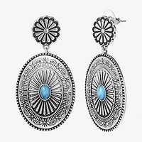 JS Jessica Simpson Silver Tone Womens Blue Oval Drop Earrings